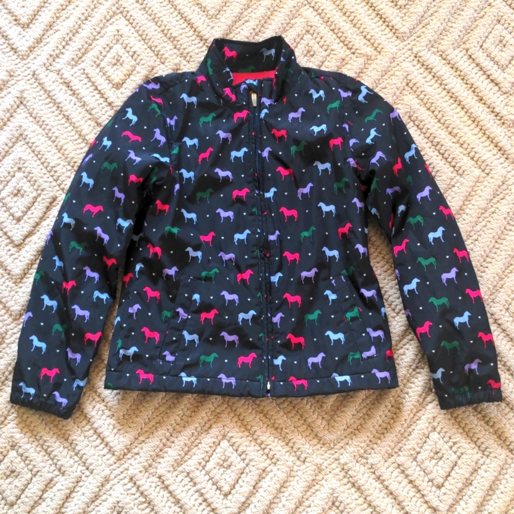 Ariat size 8 girls rainbow horse and heart fleece lined jacket